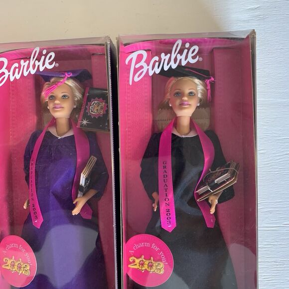 Barbie My Graduation 2003 Doll with Charm Mattel Black And Purple Lot Of 2 - Picture 2 of 8